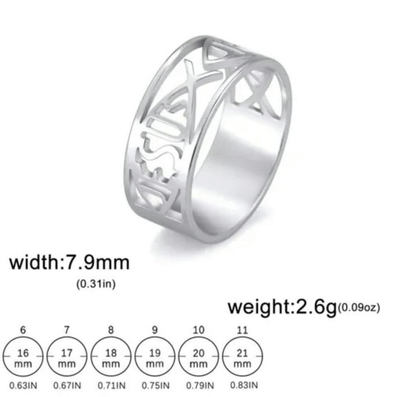 Jesus Fish Rings Women Men Silver Color Stainless Steel Finger Rings Christian