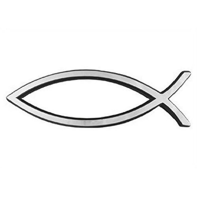Jesus Fish Stick on Car Auto Vehicle Emblem Chrome Christian Christ Passion Crucifix Symbol