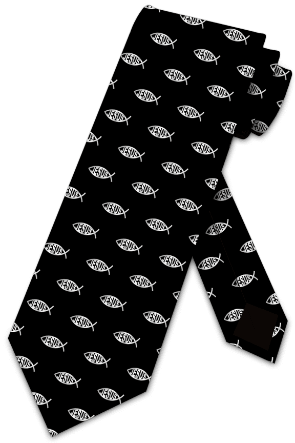 Jesus Fish Ties Religious Symbol Necktie Christian Faith Tie by Three Rooker