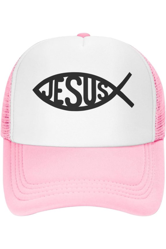 Jesus Fish Trucker Hat Women Mesh Baseball Cap Cowboy Hat Men Dad Hat Adjustable Hat Snapback Hat Black