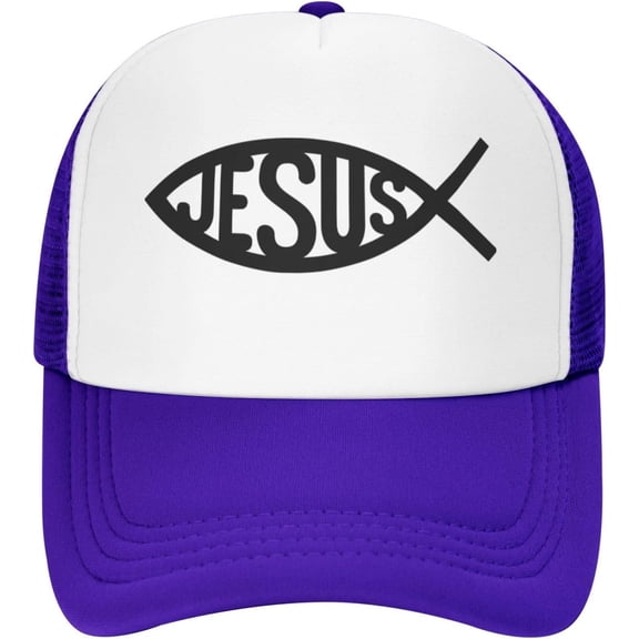 Jesus Fish Trucker Hat Women Mesh Baseball Cap Cowboy Hat Men Dad Hat Adjustable Hat Snapback Hat Black