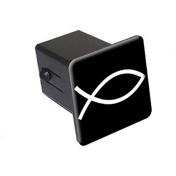 Jesus Fish White On Black 2" Tow Trailer Hitch Cover Plug Insert