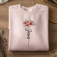 thumbnail image 1 of Jesus Floral Embroidered Sweatshirt, Christian Faith Crewneck, Wildflower Cross Pullover, Religious Spiritual Apparel, Gift For Her, 1 of 4