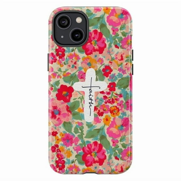Jesus & Flowers iPhone Case – Bold Floral Faith Cross Art Phone Cover Compatible with iPhone 16, 15, 14, 13, 12, 11 Pro Plus