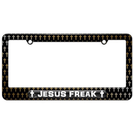 Jesus Freak Distressed Religious Christian License Plate Tag Frame, Multiple Colors