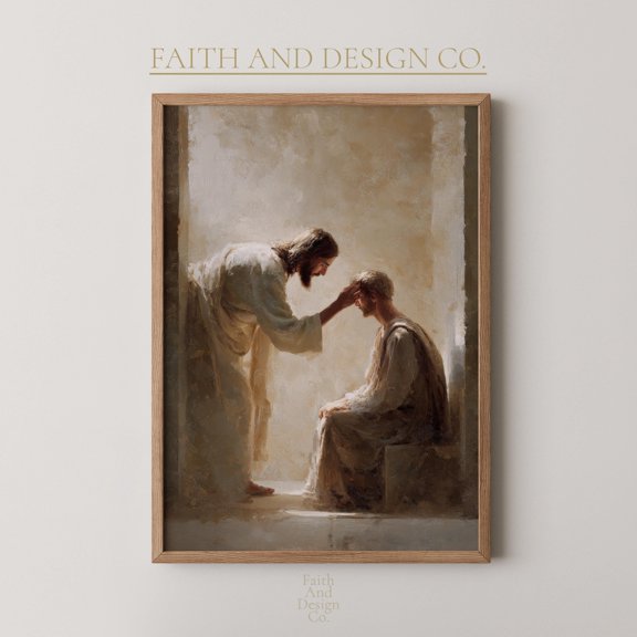 Jesus Giving Blessings Printable Christian Wall Art | | Religious Home Decor Warm Present Vintage UNFRAMED Poster Size 24x36