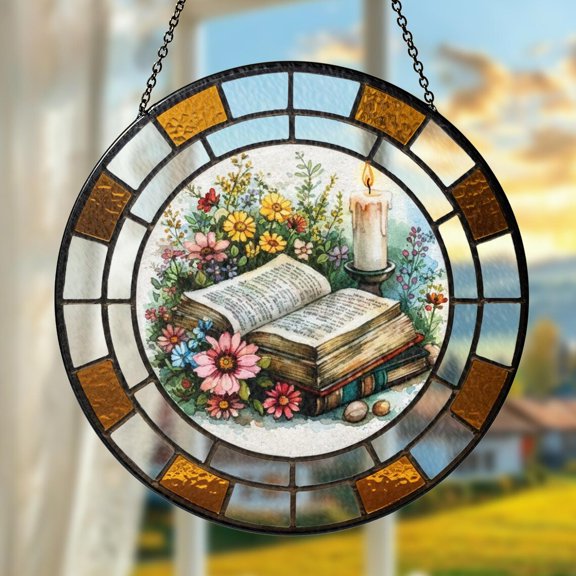 Jesus Glass Suncatcher, God Window Hanging Memorial Christian Jesus Christ, 3.5 in