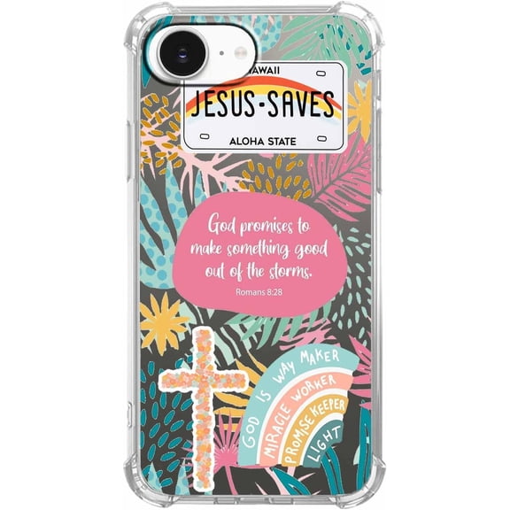 Jesus God Case for iPhone 16e/17e Clear, Christian Positivity Quotes Pattern, Trendy Soft TPU Protective Case Compatible with iPhone 16e/17e