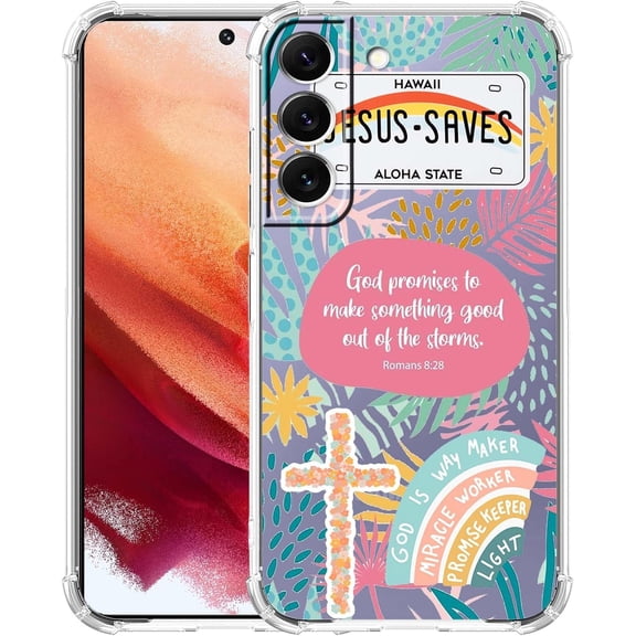 Jesus God for Galaxy S21 Plus Clear Case, Christian Positivity Quotes Pattern, Trendy Soft TPU Protective Case Compatible with Samsung Galaxy S21 Plus