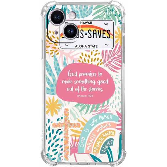 Jesus God for iPhone 15 Clear Case, Christian Positivity Quotes Collage, Trendy Soft TPU Protective Case Compatible with iPhone 15