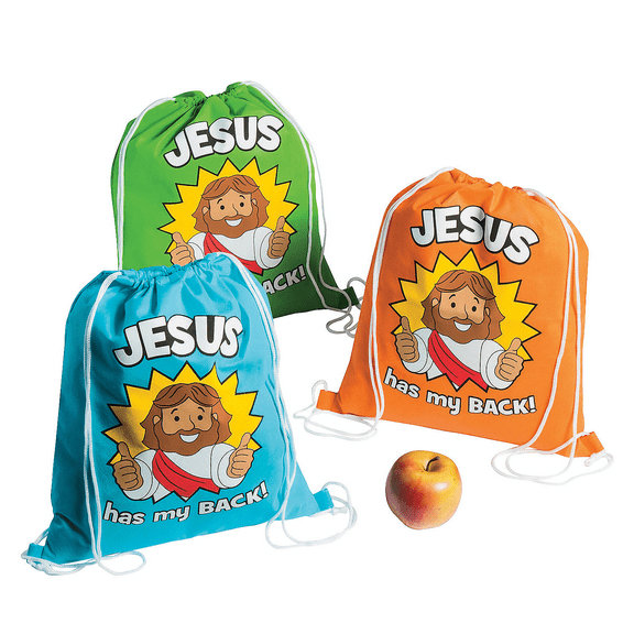 Jesus Has My Back Backpack - Favor Bagss - 12 Pieces