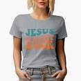thumbnail image 1 of Jesus Has My Back, Comforting Quote About God's Support and Protection, Groovy Retro Wavy Text Merch Gift, Heather Grey T-Shirt, Large, 1 of 5