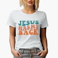 thumbnail image 1 of Jesus Has My Back, Comforting Quote About God's Support and Protection, Groovy Retro Wavy Text Merch Gift, White T-Shirt, Medium, 1 of 5