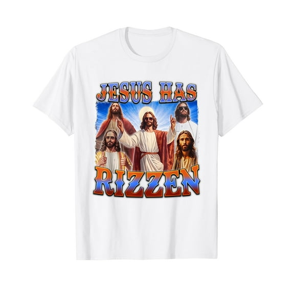 Jesus Has Rizzen Christian Funny Religious Faith Cross T-Shirt