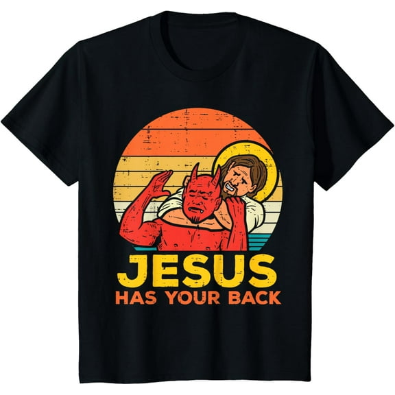 Jesus Has Your Back Jiu Jitsu Retro Christian Boys Kids T-Shirt