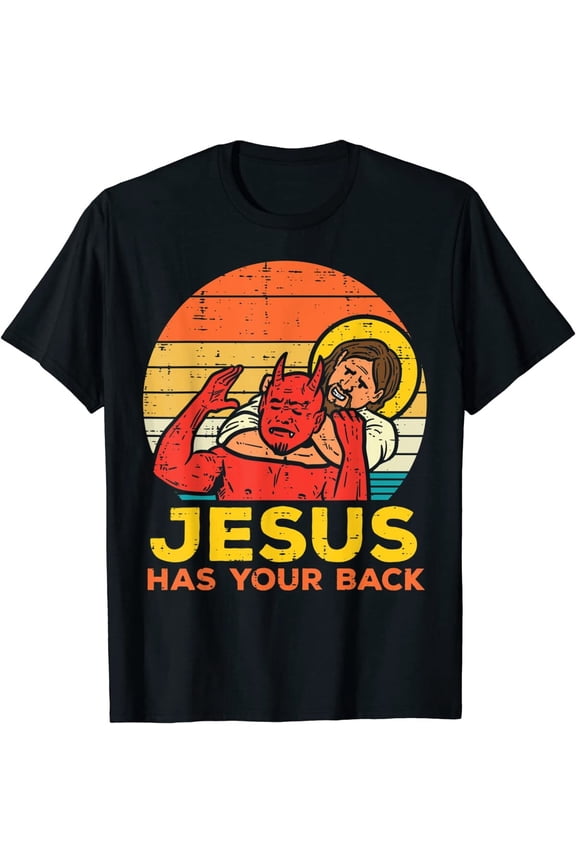 Jesus Has Your Back Jiu Jitsu Retro Christian Martial Arts Submission Grappling T-Shirt