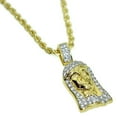thumbnail image 1 of Jesus Head Chain Micro Pave Iced Bling Gold Finish 24" Rope Necklace Small 1" Pendant, 1 of 9