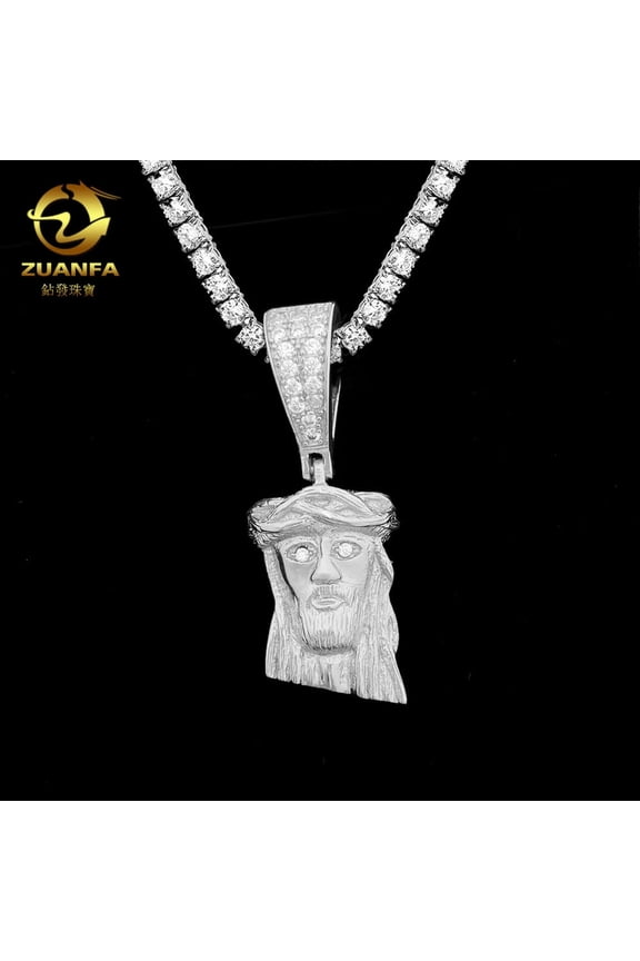 Jesus Head Pendant, S925 Silver with D-Color VVS Moissanite, Trendy Hip-Hop Pendant Necklace, Faster Than a Diamond Tester