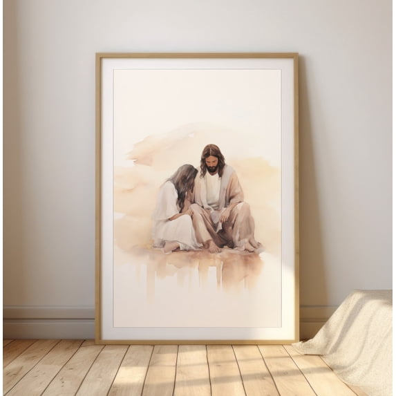 Jesus Healing The Bleeding Woman Wall Art, Bible Miracle, Christian ...
