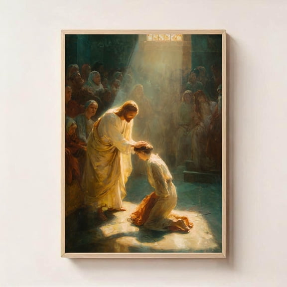 Jesus Healing the Sick Christian Art Miracle Healing Scene, Unframed Paper Poster 24x36in