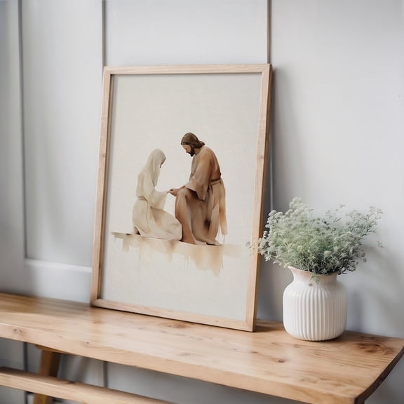 Jesus Heals A Sick Woman Healing Her Art Christian Wall Art Bible Verse Faith Decor, Unframed Paper Poster 8x10in