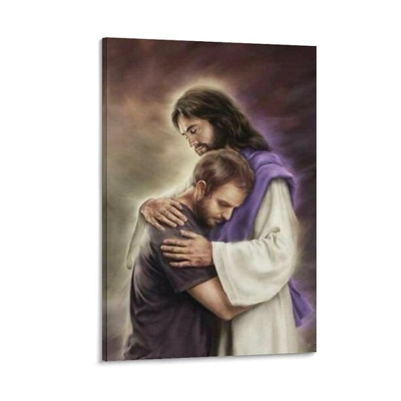 Jesus Heals Man Wall Decor Jesus Christ Hugs Man Canvas Print Poster Painting Wall Art Picture Painting Poster Canvas Print Posters Artworks Bedroom Living Room Decor 20x30inch(50x75cm)