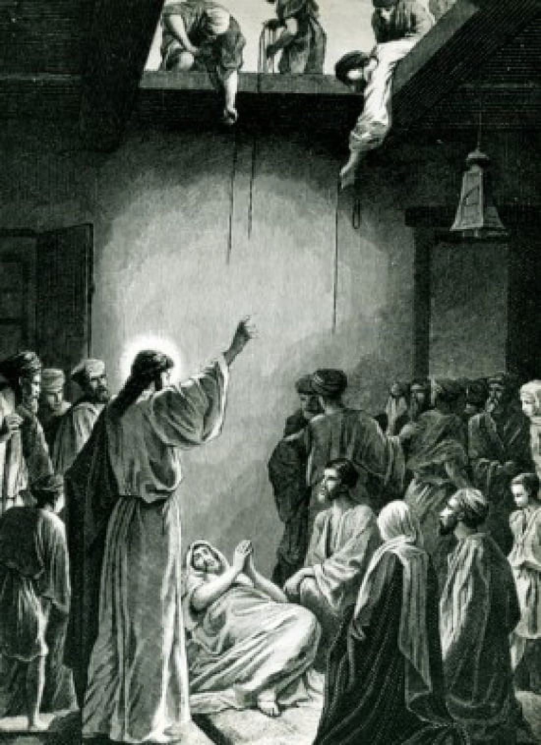 Jesus Heals a Paralyzed Man Alexandre Bida 1823-1895French print Canvas Art - Alexandre Bida (18 x 24)