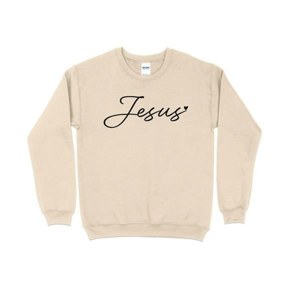 Jesus Heart Calligraphy Sweatshirt, Inspirational Christian Faith Pullover, Religious Soft Unisex Top, Gift for Believers