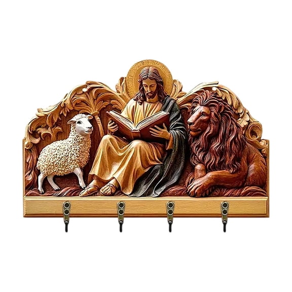 Jesus Holder Rack Wall Mounted Shelf for Home and Display Wooden Storage Organizer