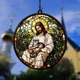 thumbnail image 1 of Jesus Holding Cat Suncatcher, Acrylic Christian Window Decor with Peaceful Pet and Nature, Comfort Gift for Faith and Animal Lovers, 1 of 5