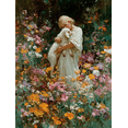 thumbnail image 1 of Jesus Holding Lamb Canvas Wall Art, Colorful Flower Religious Print, Multi Space Decor, 1 of 8