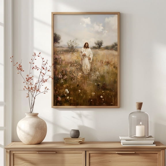 Jesus Holding Lamb, Vertical Poster, Parable Of The Lost Sheep, The Journey Home, Printed Wall Art, Christian Faith Gift, Good Shepherd, Unframed Poster Size 24x36