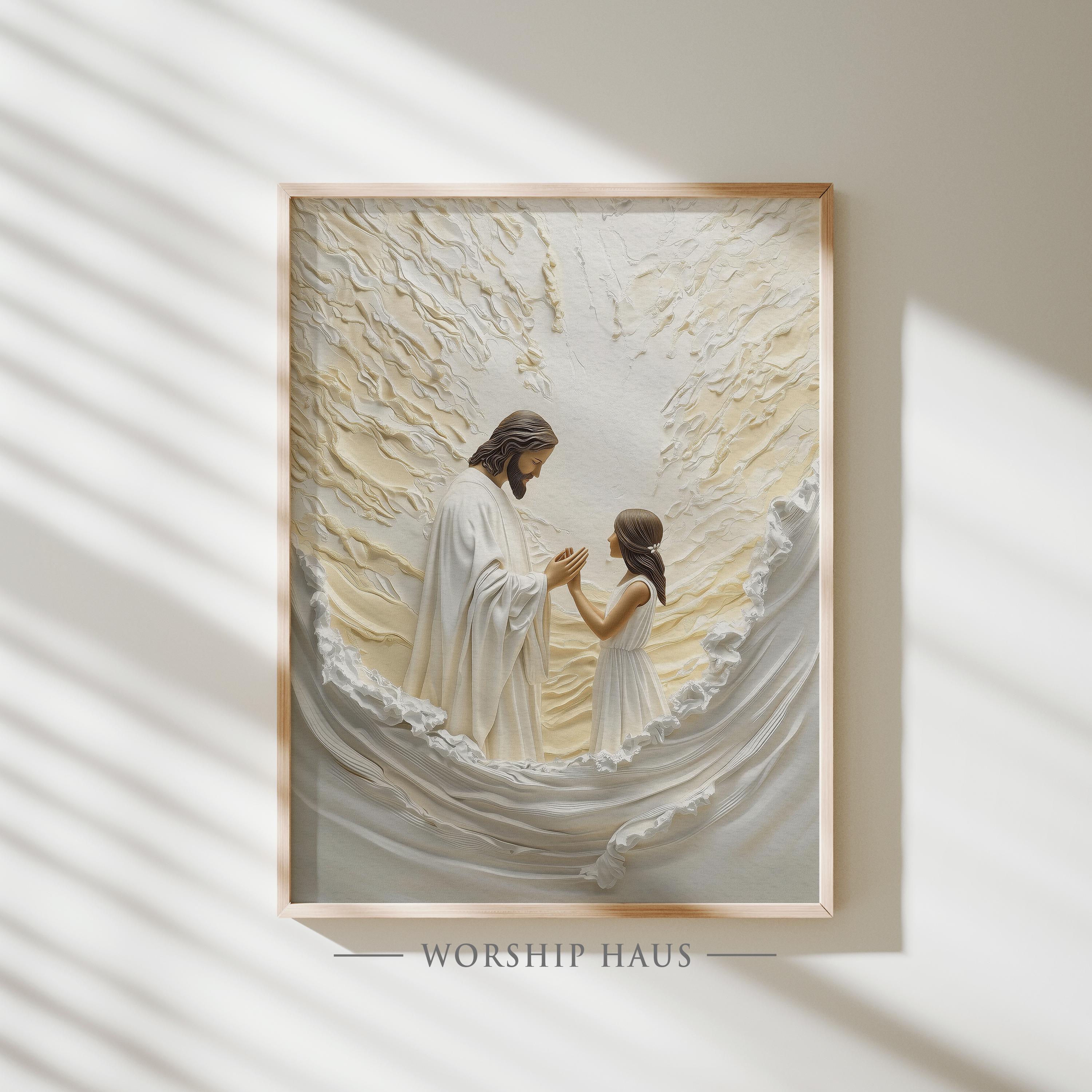 Jesus Holding The Cross Of Light Christian Radiant Savior Scene ...