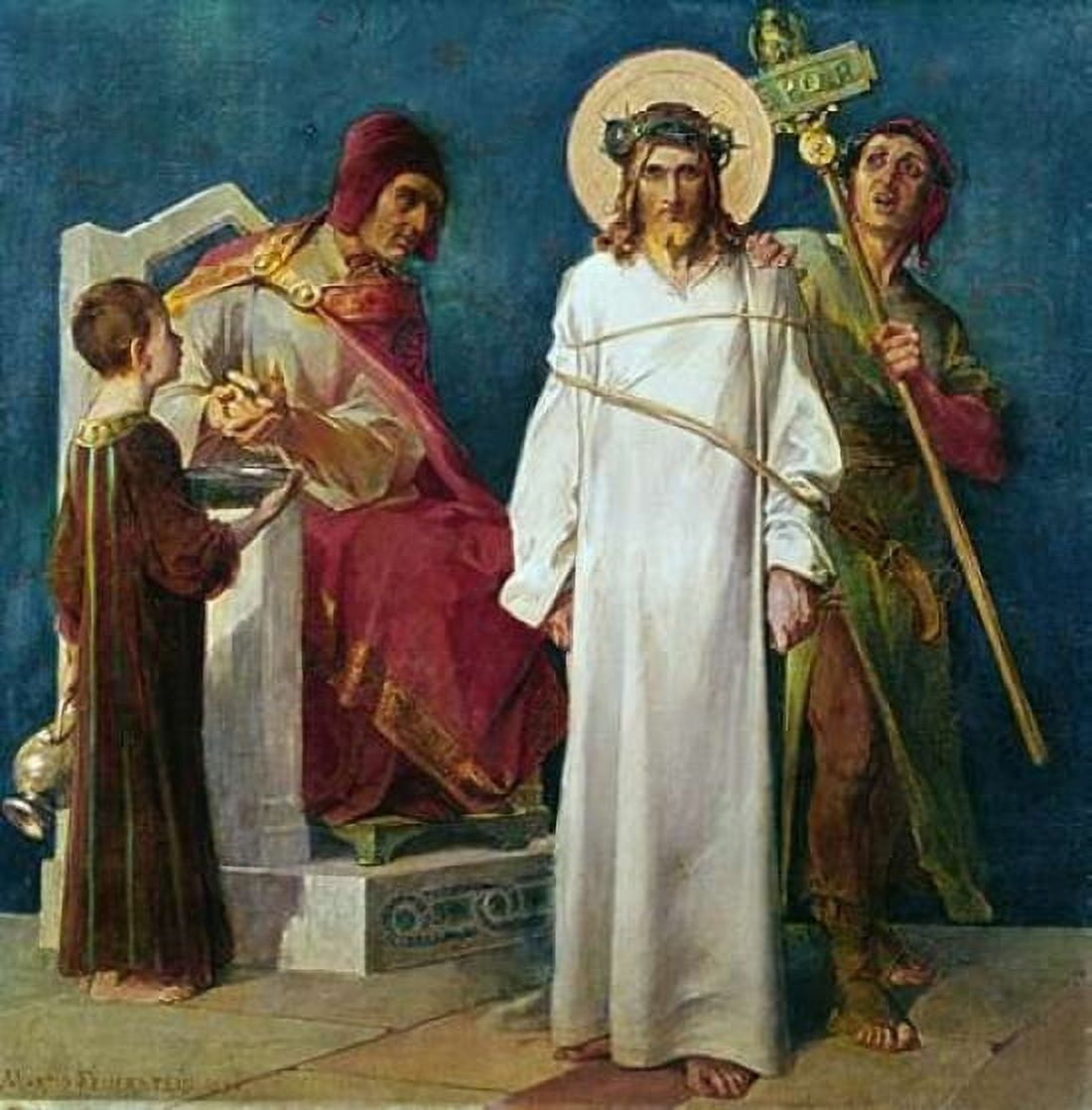 Jesus Holy Christ Condemned to Die - 1st Station of The Cross Canvas Art - Martin Feuerstein (24 x 24)