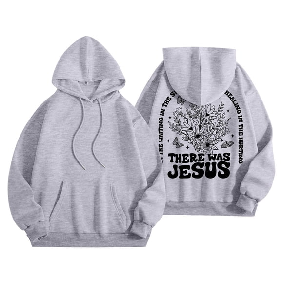 Jesus Hoodie Christian Sweatshirts for Teen Girls Long Sleeve Jesus Hoodie Religious Sayings Pullover Hoodies Oversized Bible Verse Shirt Gray XXXL