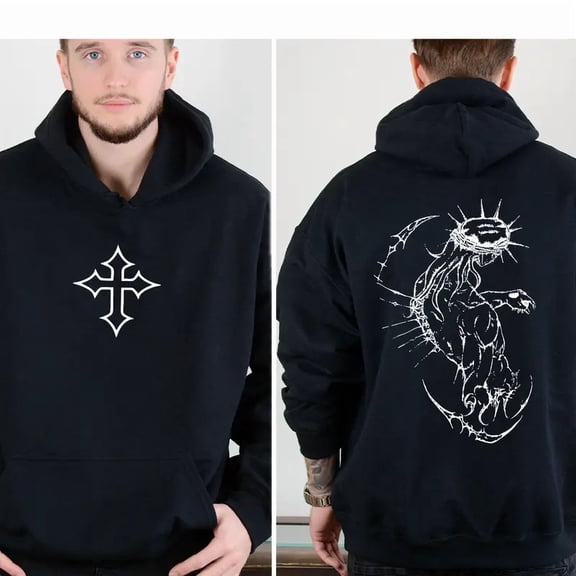 Jesus Hoodie – Faith Over Luck Cross Hoodie, Bold Christian Message, Cozy Unisex Pullover, Fall Winter Faith Gift Idea