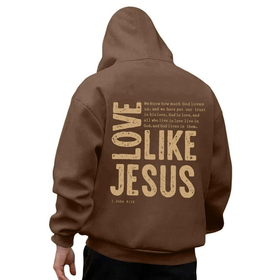 Jesus Hoodie Mens Casual Letter Print Soft Hooded Sweatshirt Long Sleeve Loose Fit Streetwear Hoodies for Men Graphic