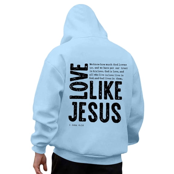 Jesus Hoodie for Men Casual Letter Print Soft Hooded Sweatshirt Long Sleeve Loose Fit Streetwear Graphic Hoodie