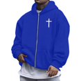 thumbnail image 1 of Jesus Hoodie for Men God Loves You Print Zip Up Christian Faith Sweatshirt Y2K Spring Fall Blue M, 1 of 6