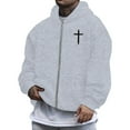 thumbnail image 1 of Jesus Hoodie for Men God Loves You Print Zip Up Christian Faith Sweatshirt Y2K Spring Fall Light Gray M, 1 of 6