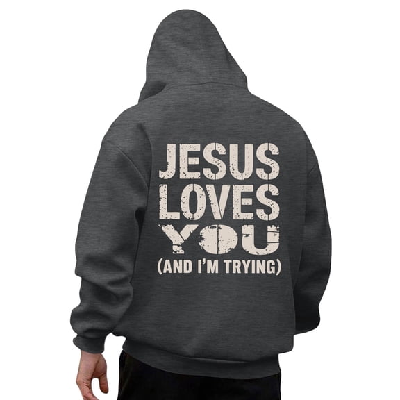 Jesus Hoodie for Men Loose Fit Letter Print Comfy Hooded Sweatshirt Long Sleeve Casual Streetwear Hoodies for Teens