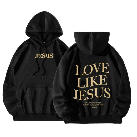 Jesus Hoodie for Men Loose Fit Letter Print Hooded Sweatshirt Long Sleeve Casual Streetwear Graphic Hoodie