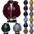 thumbnail image 1 of Jesus Hoodie for Men Vintage Zip Up Letter Print Long Sleeve Hoodies Fall Winter Relaxed Fit Streetwear Casual Workout Hoodies for Men, 1 of 3