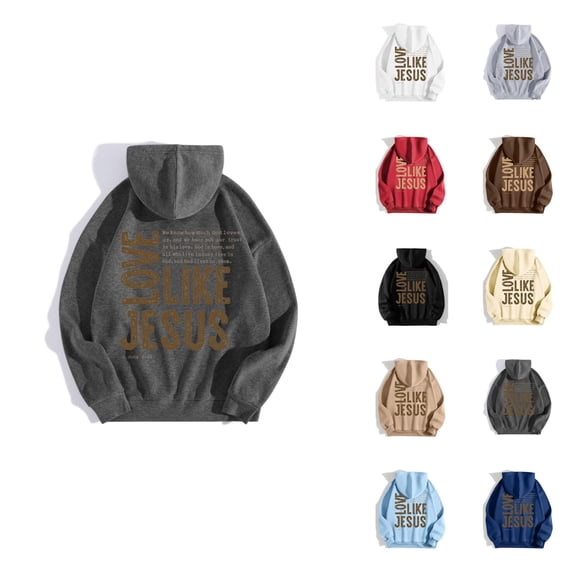 Jesus Hoodie for Women 2025 Christian Love Like Jesus Hooded Sweatshirt Fall Winter Y2K Graphic Pullover Top with Pockets