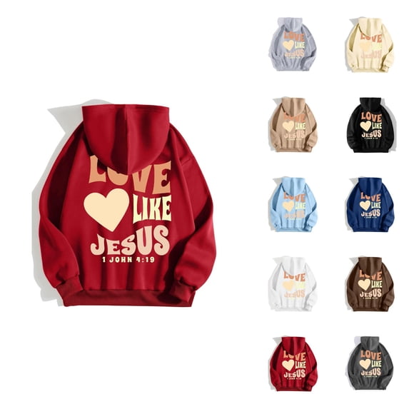 Jesus Hoodie for Women 2025 Fall Winter Fashion Christian Love Like Jesus Hooded Sweatshirt with Pockets Pullover Top