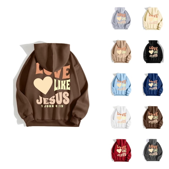 Jesus Hoodie for Women 2025 Fall Winter Fashion Christian Love Like Jesus Hooded Sweatshirt with Pockets Pullover Top