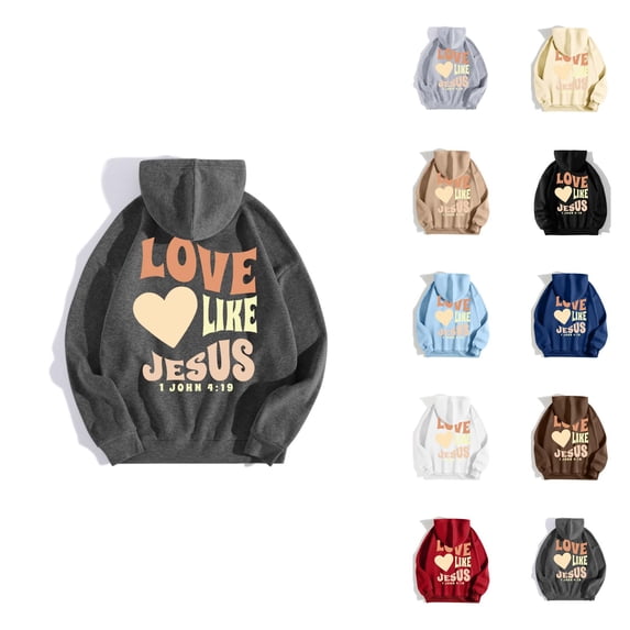 Jesus Hoodie for Women 2025 Fall Winter Fashion Christian Love Like Jesus Hooded Sweatshirt with Pockets Pullover Top