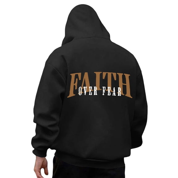 Jesus Hoodies for Men Religious Faith Christian Drop Shoulder Pullover Sweatshirts Loose Black S