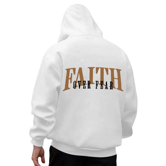 Jesus Hoodies for Men Religious Faith Christian Drop Shoulder Pullover Sweatshirts Loose White XXL