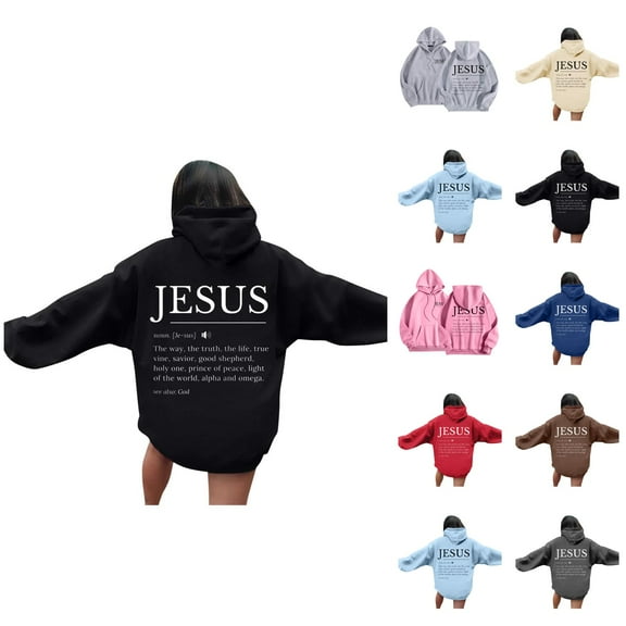 Jesus Hoodies for Women 2025 Long Sleeve Christian Y2K Graphic Hoodie with Pockets Hooded Sweatshirt Pullover Tops